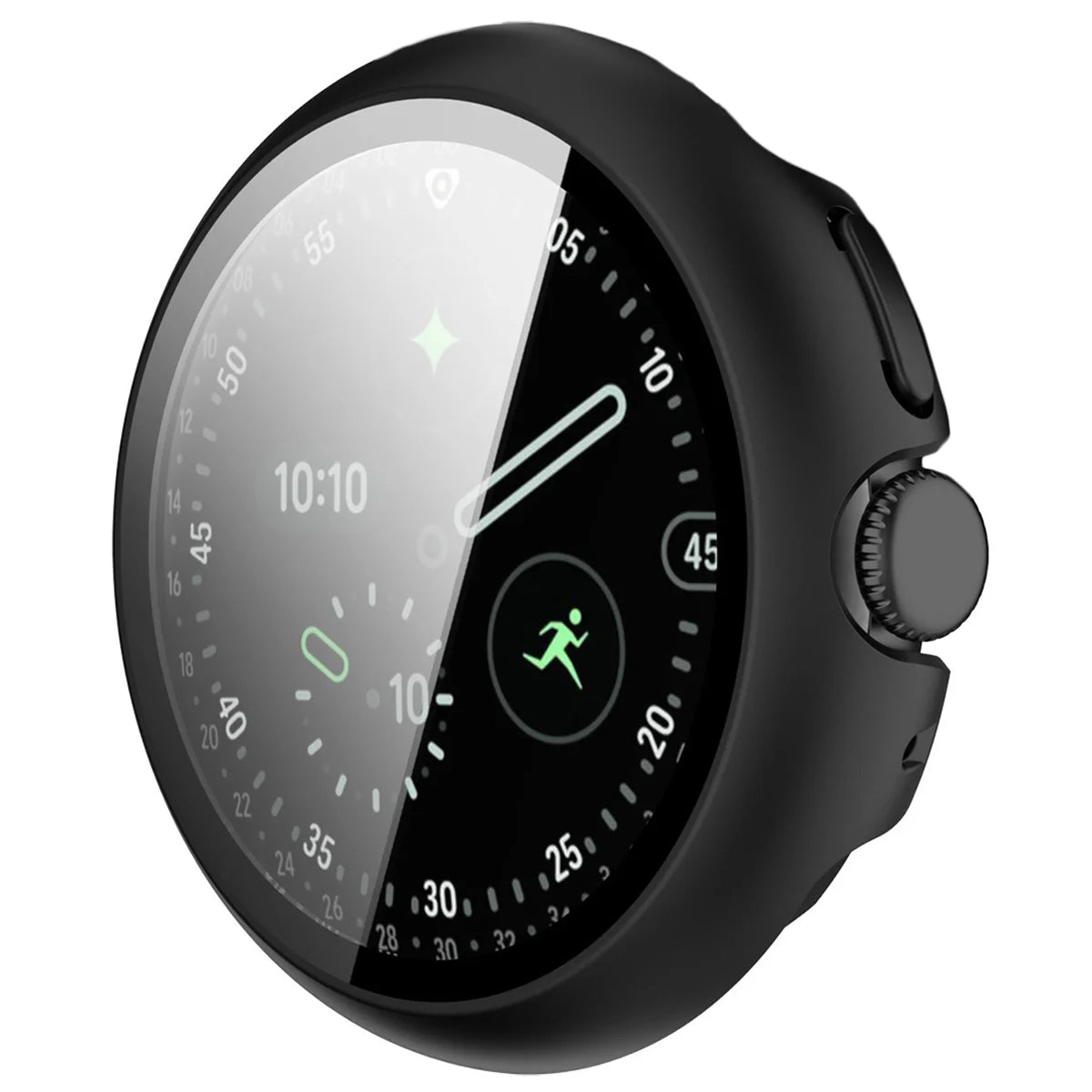 Schutzhülle mit Glas für Google Pixel Watch 4 41 mm, Bizon Case Watch Adamo, Matte Schwarz