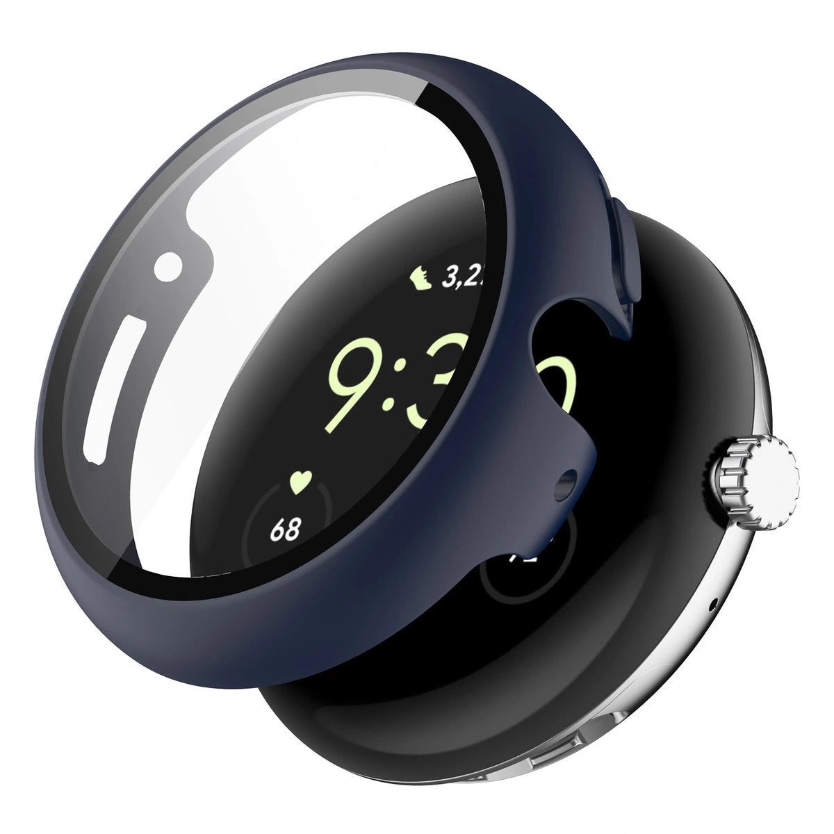 Schutzhülle mit Glas für Google Pixel Watch 4 41 mm, Bizon Case Watch Adamo, Matt Dunkelblau