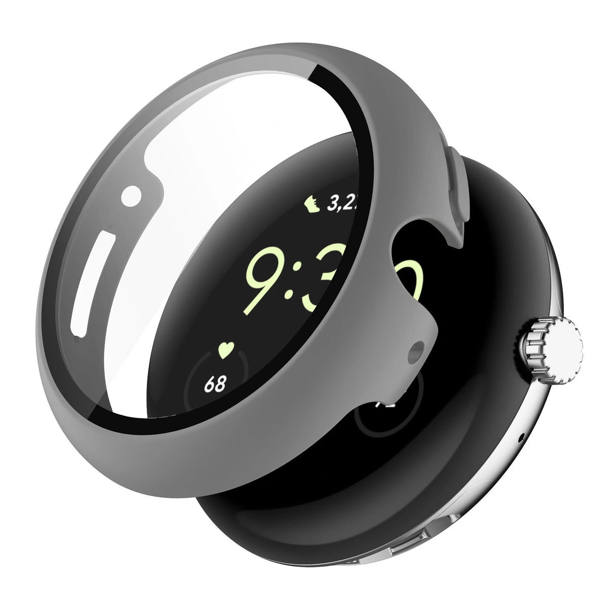 Schutzhülle mit Glas für Google Pixel Watch 4 41 mm, Bizon Case Watch Adamo, Mattgrau
