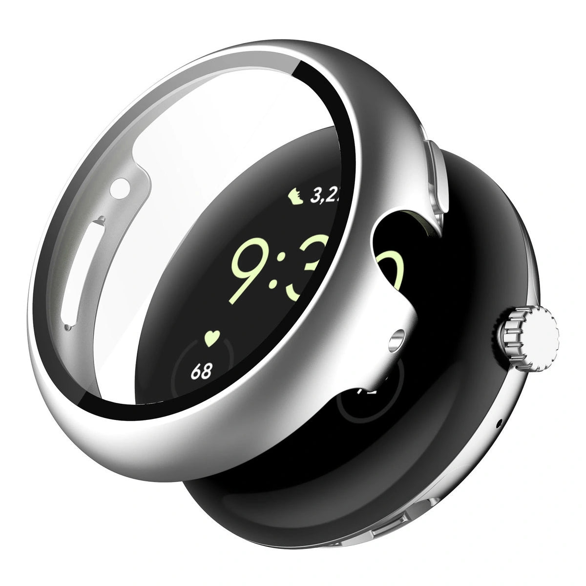 Schutzhülle mit Glas für Google Pixel Watch 4 41 mm, Bizon Case Watch Adamo, Matte Silber