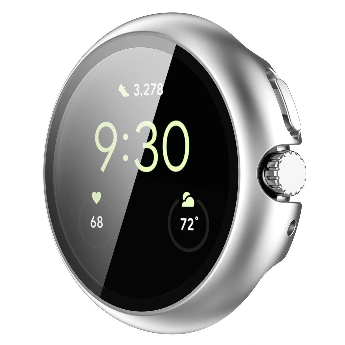 Schutzhülle mit Glas für Google Pixel Watch 4 41 mm, Bizon Case Watch Adamo, Matte Silber
