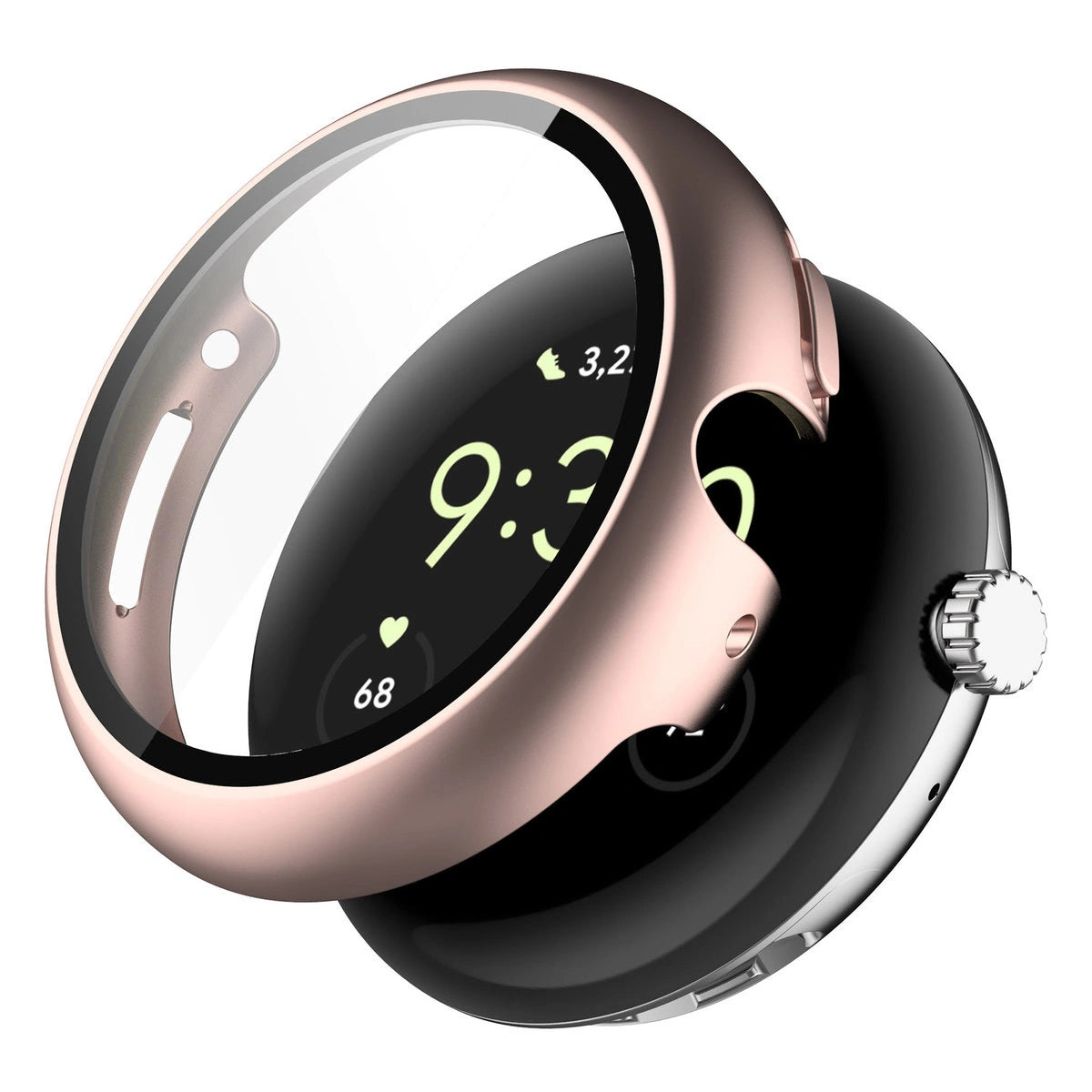Schutzhülle mit Glas für Google Pixel Watch 4 41 mm, Bizon Case Watch Adamo, Satin Rosa