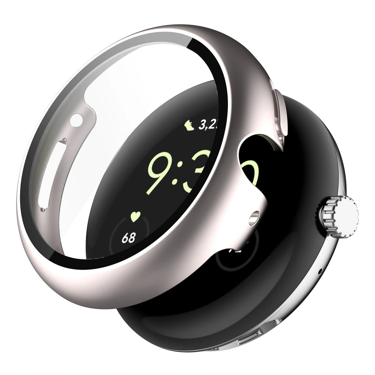 Schutzhülle mit Glas für Google Pixel Watch 4 41 mm, Bizon Case Watch Adamo, Satin Champagner