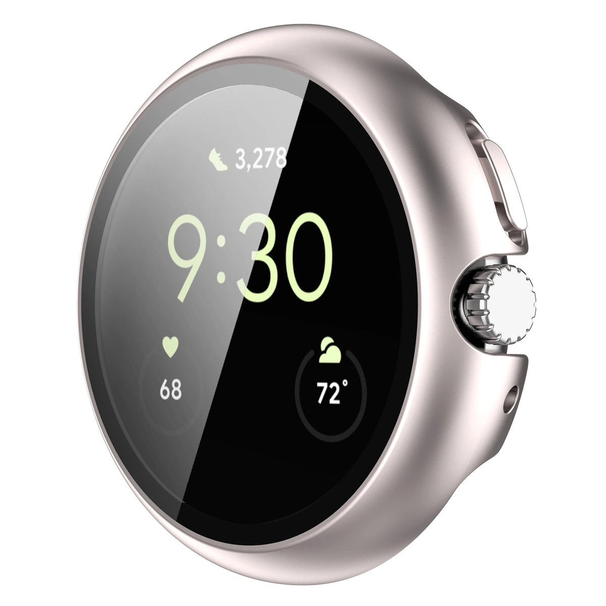 Schutzhülle mit Glas für Google Pixel Watch 4 41 mm, Bizon Case Watch Adamo, Satin Champagner