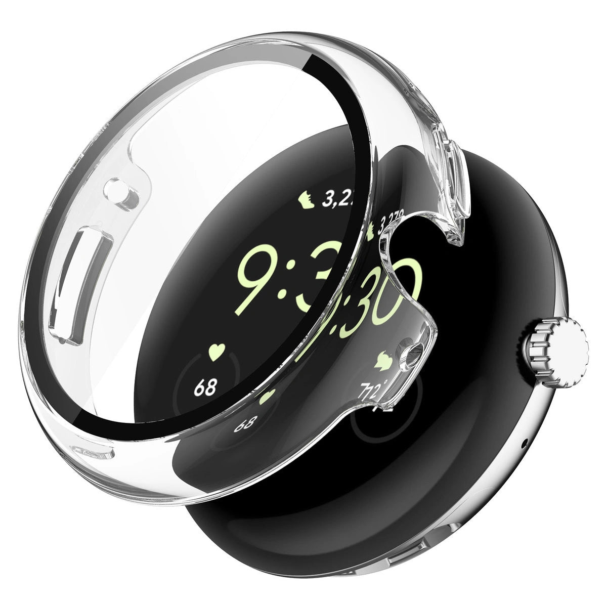 Schutzhülle mit Glas für Google Pixel Watch 4 45 mm, Bizon Case Watch Adamo, Transparent