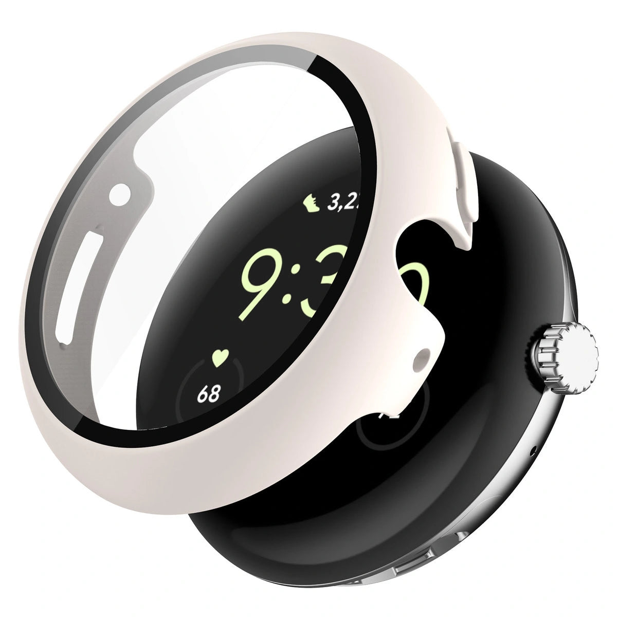 Schutzhülle mit Glas für Google Pixel Watch 4 45 mm, Bizon Case Watch Adamo, mattes Beige