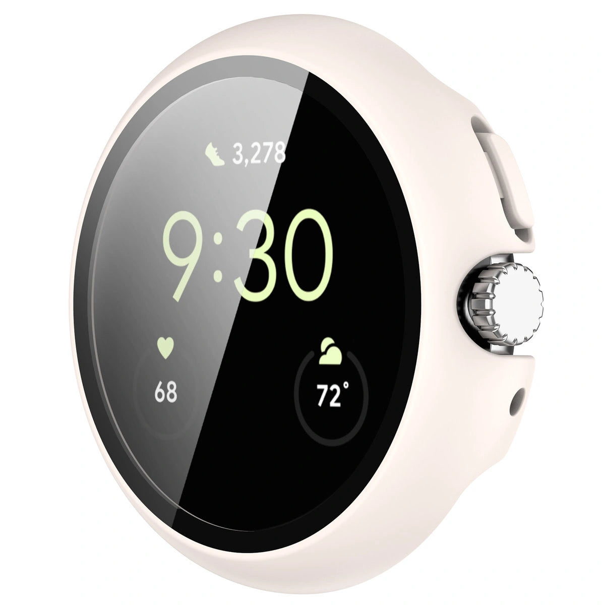 Schutzhülle mit Glas für Google Pixel Watch 4 45 mm, Bizon Case Watch Adamo, mattes Beige