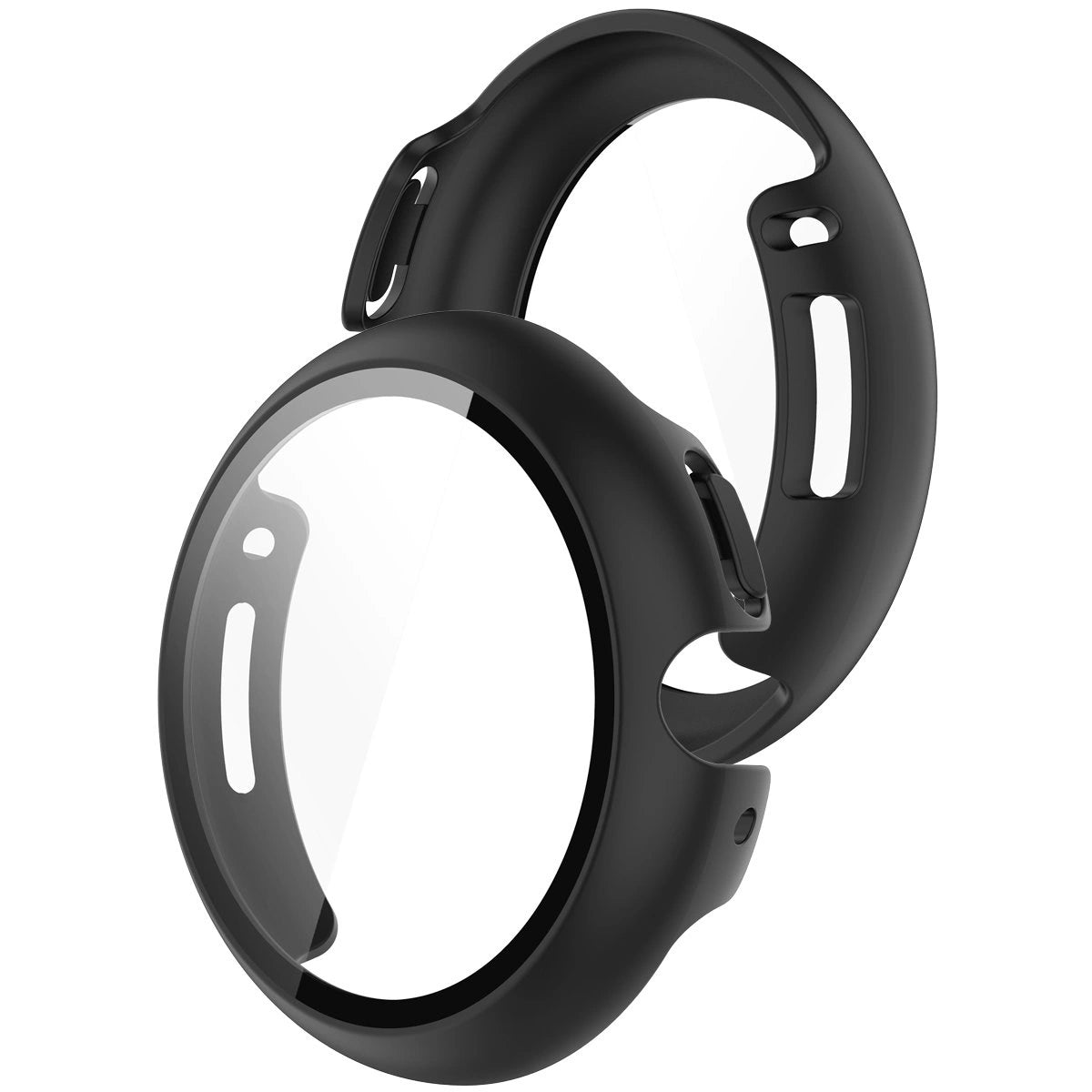 Schutzhülle mit Glas für Google Pixel Watch 4 45 mm, Bizon Case Watch Adamo, mattes Schwarz