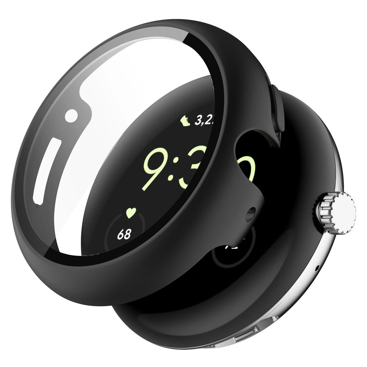 Schutzhülle mit Glas für Google Pixel Watch 4 45 mm, Bizon Case Watch Adamo, mattes Schwarz