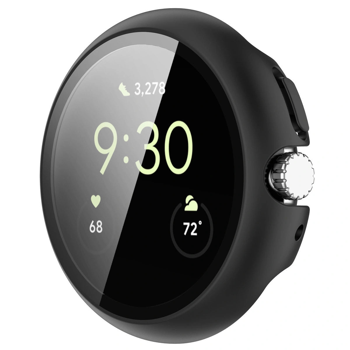 Schutzhülle mit Glas für Google Pixel Watch 4 45 mm, Bizon Case Watch Adamo, mattes Schwarz