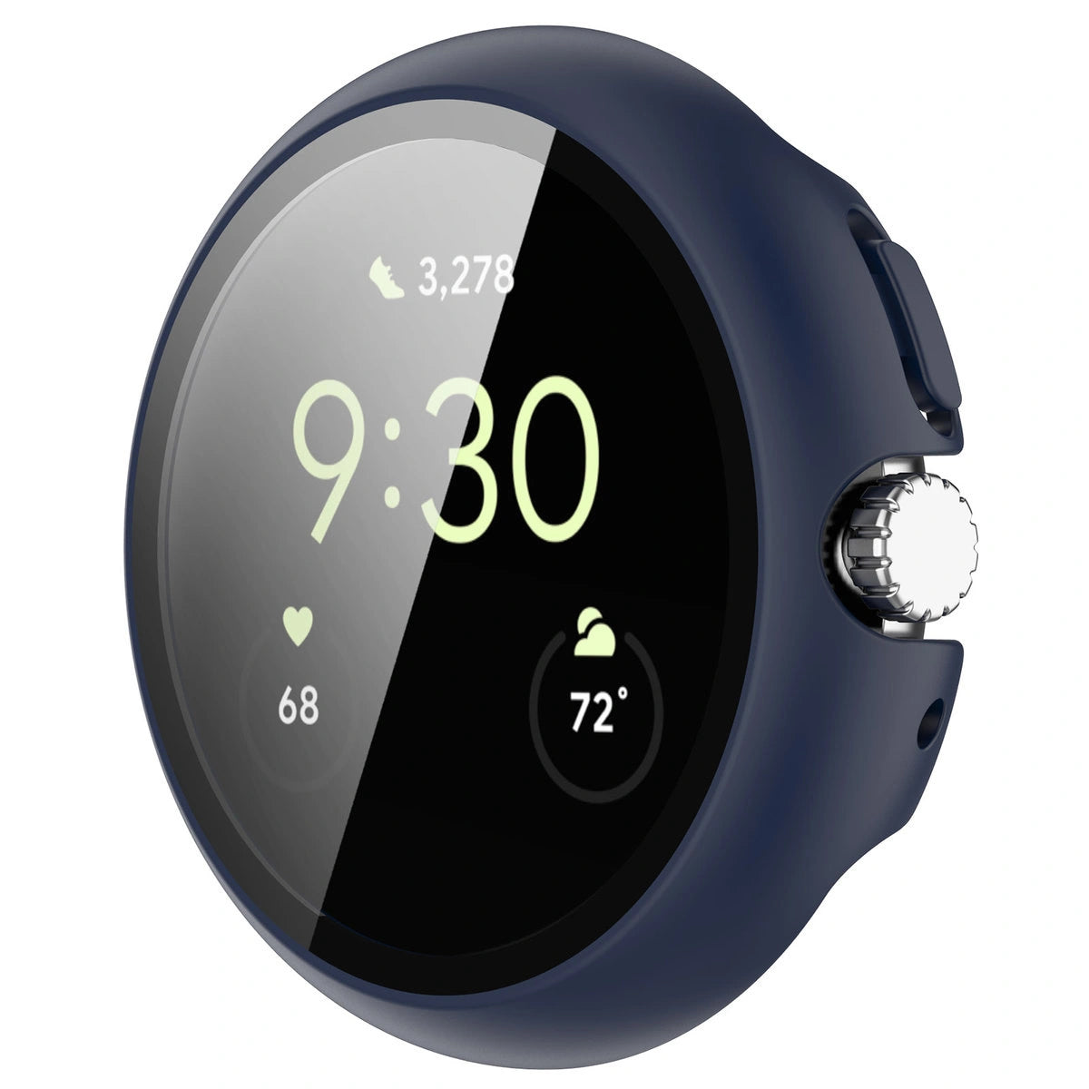 Schutzhülle mit Glas für Google Pixel Watch 4 45 mm, Bizon Case Watch Adamo, mattes Dunkelblau