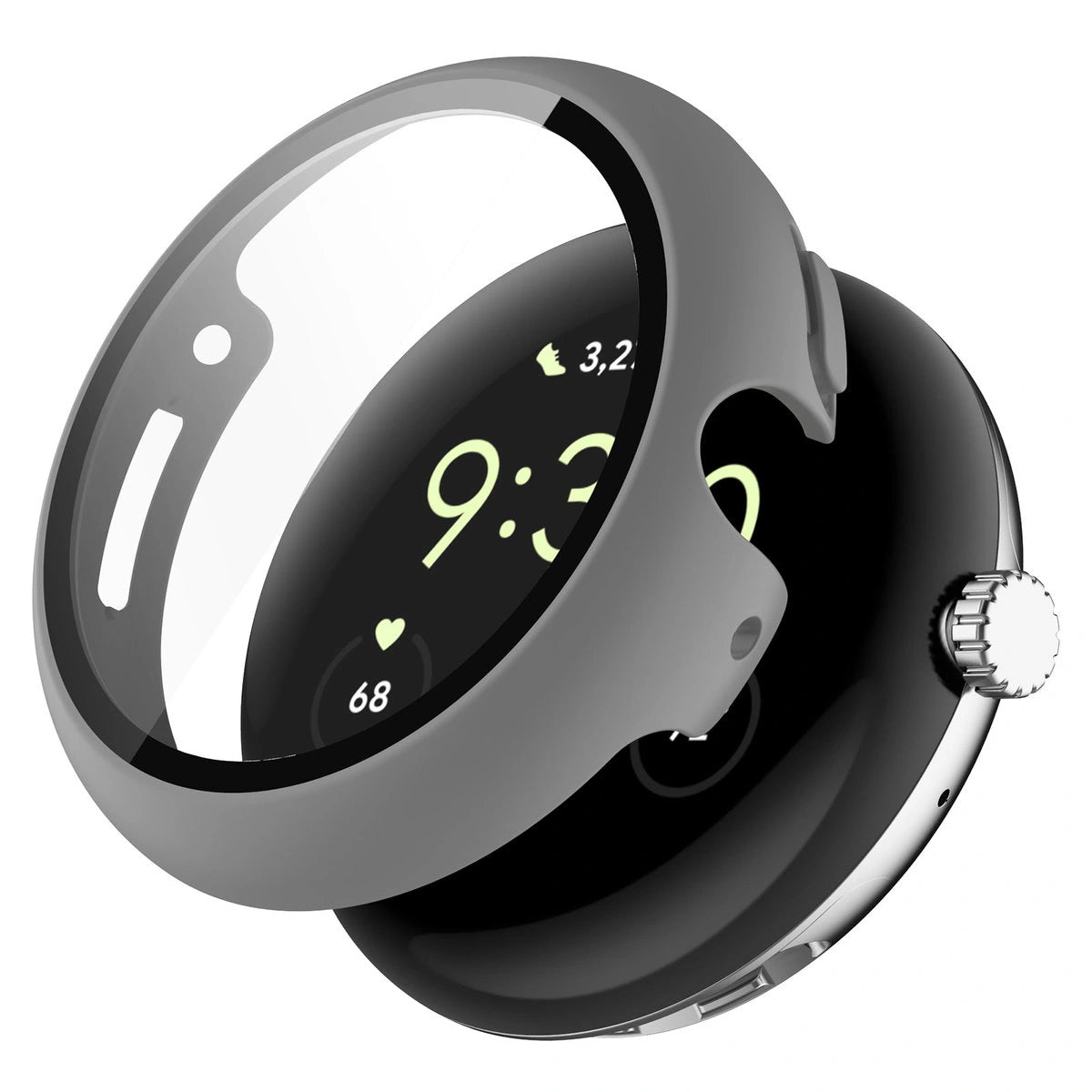 Schutzhülle mit Glas für Google Pixel Watch 4 45 mm, Bizon Case Watch Adamo, mattes Grau