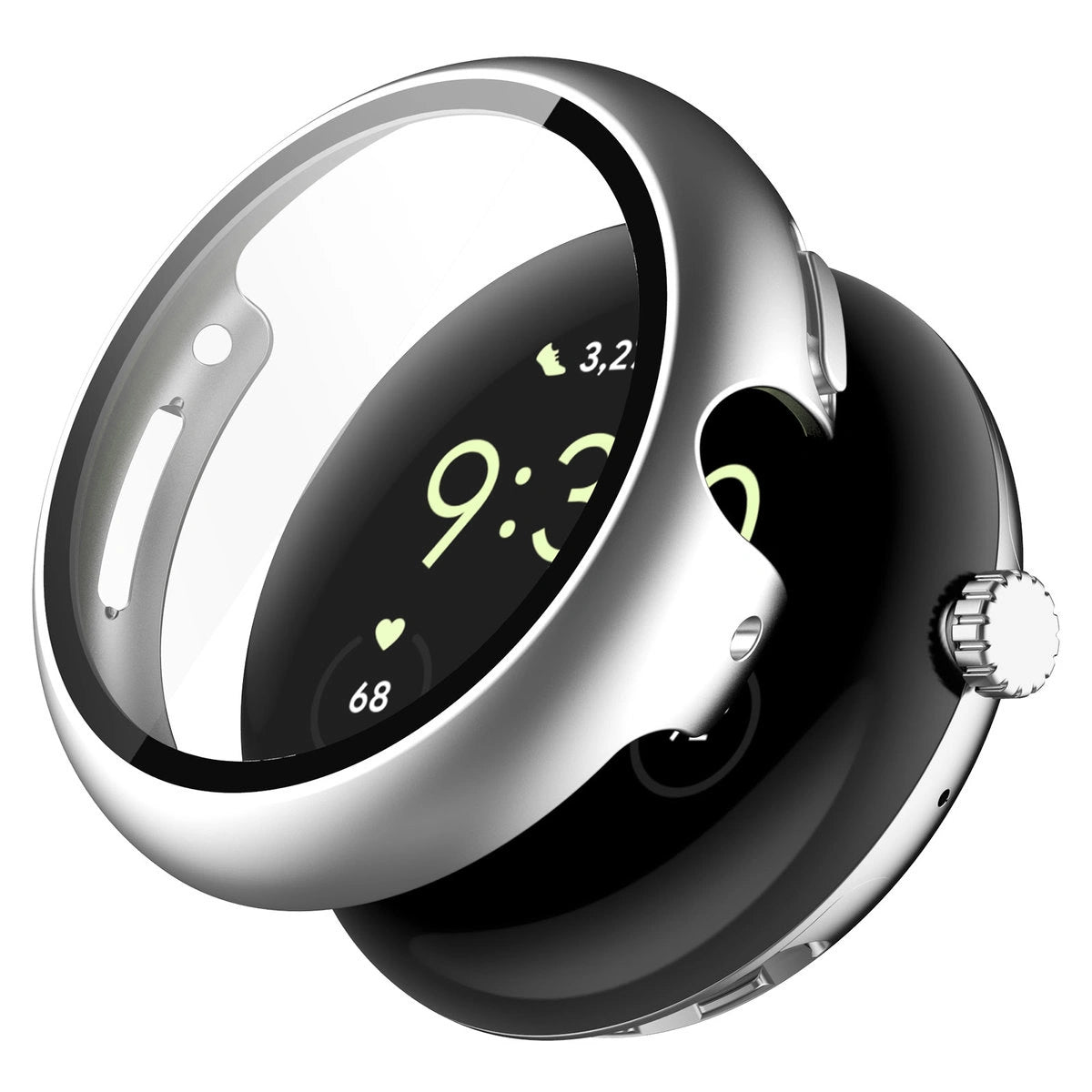 Schutzhülle mit Glas für Google Pixel Watch 4 45 mm, Bizon Case Watch Adamo, mattes Silbern