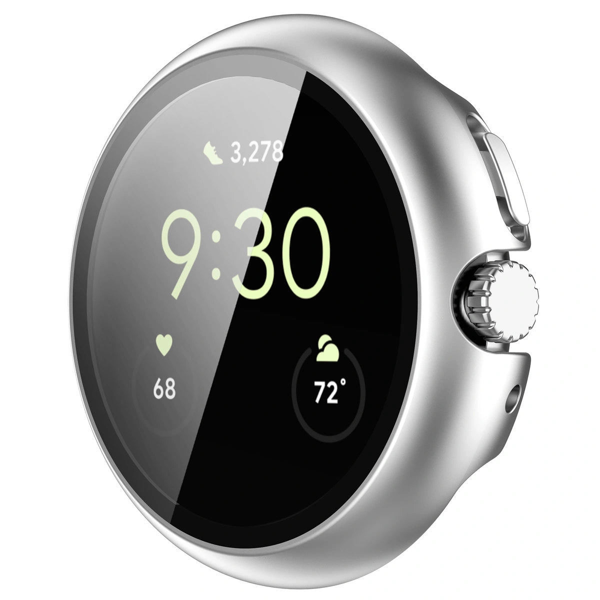 Schutzhülle mit Glas für Google Pixel Watch 4 45 mm, Bizon Case Watch Adamo, mattes Silbern