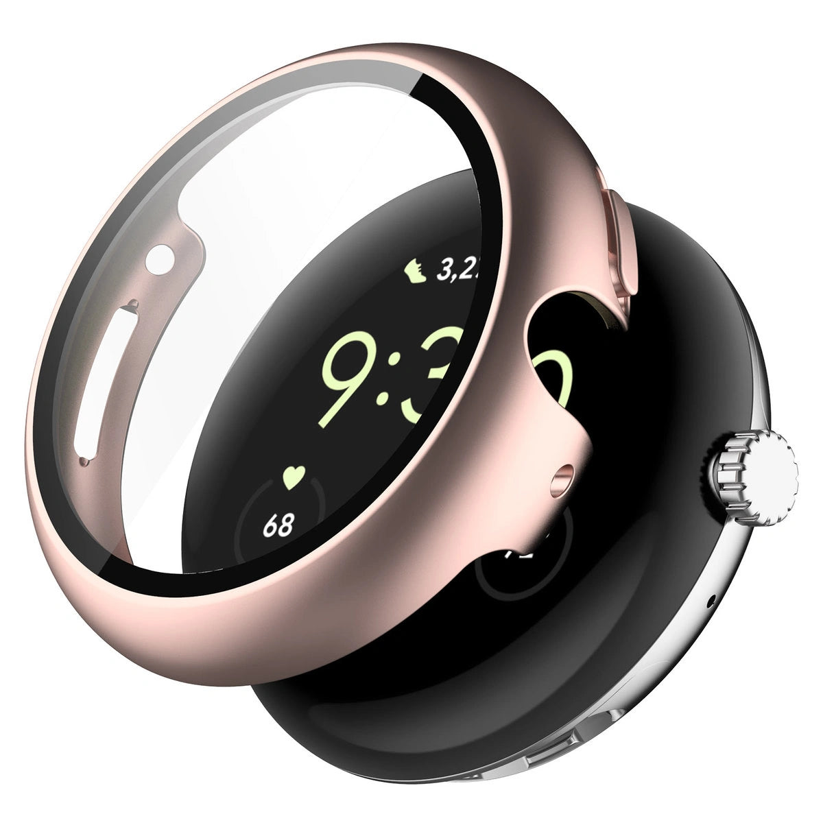 Schutzhülle mit Glas für Google Pixel Watch 4 45 mm, Bizon Case Watch Adamo, Satin Rosa