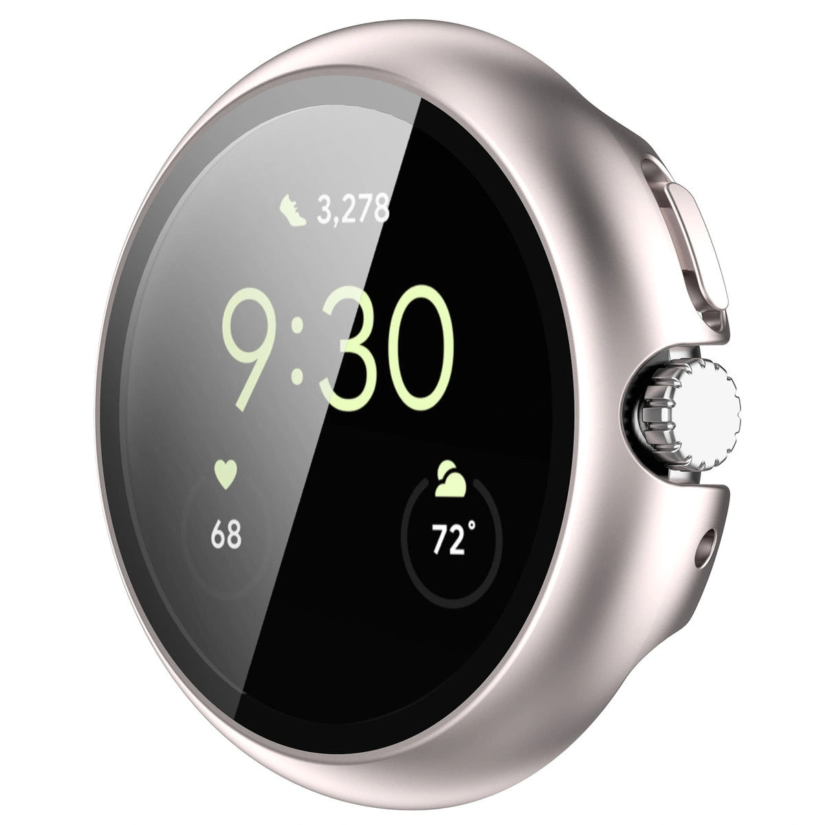 Schutzhülle mit Glas für Google Pixel Watch 4 45 mm, Bizon Case Watch Adamo, satiniertes Champagner