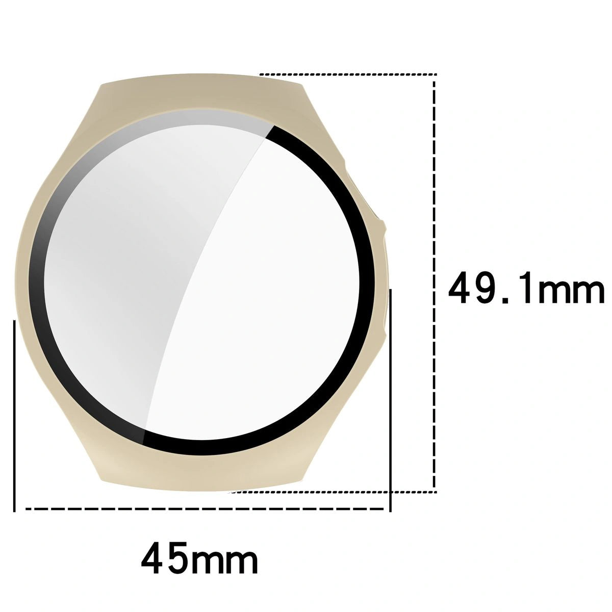 Schutzhülle mit Glas für Huawei Watch 5 42 mm, Bizon Case+Glass Watch, Beige