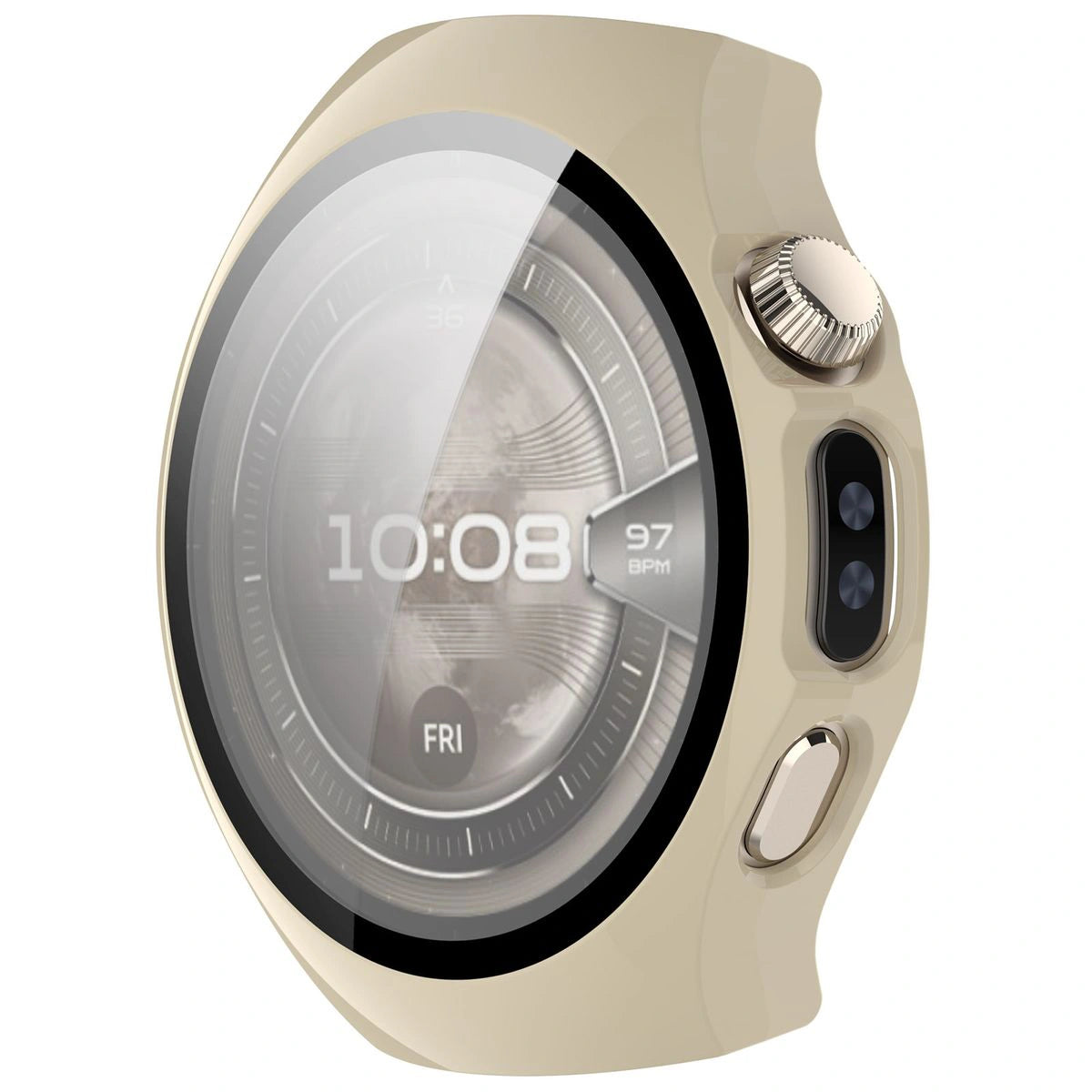 Schutzhülle mit Glas für Huawei Watch 5 42 mm, Bizon Case+Glass Watch, Beige