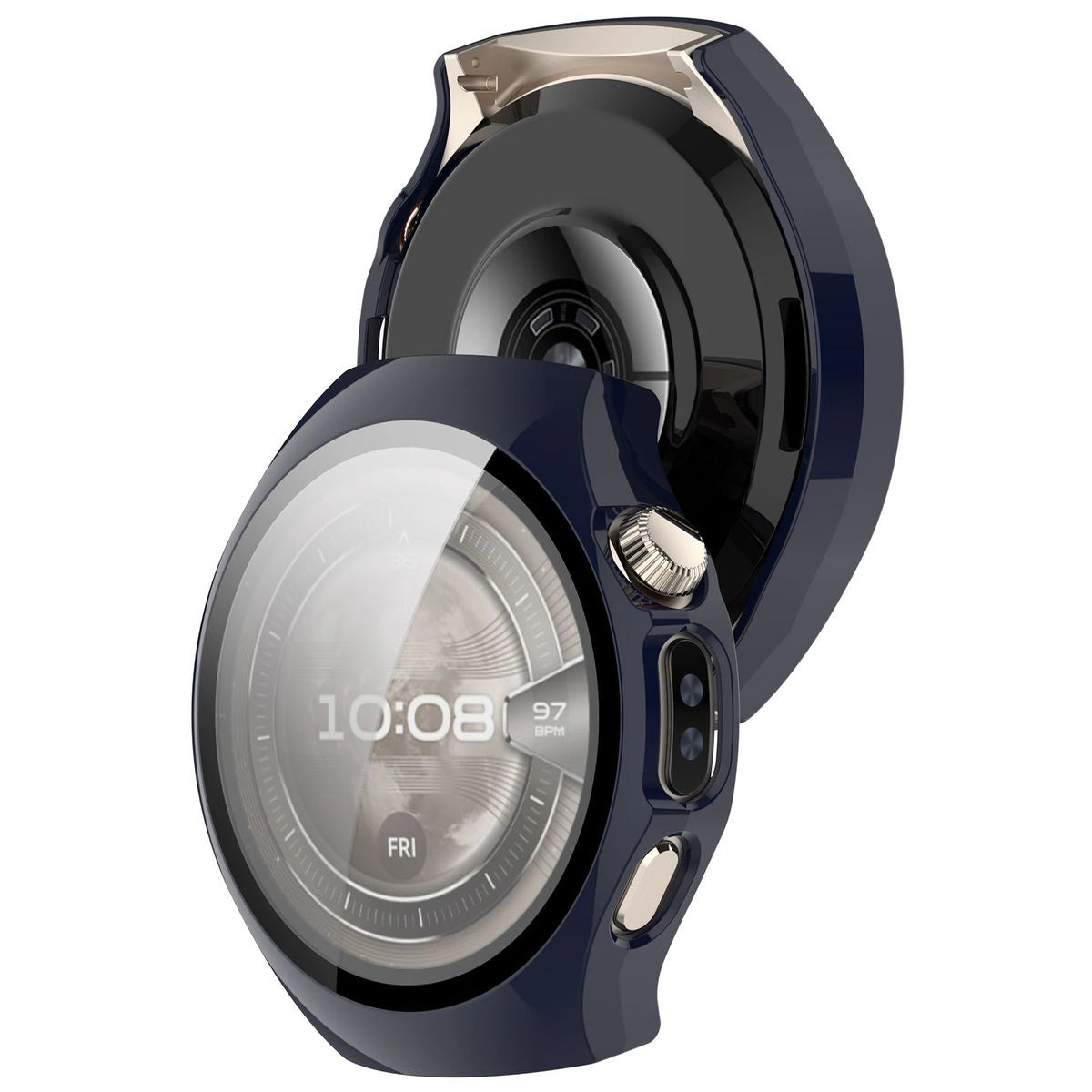Schutzhülle mit Glas für Huawei Watch 5 42 mm, Bizon Case+Glass Watch, Blau