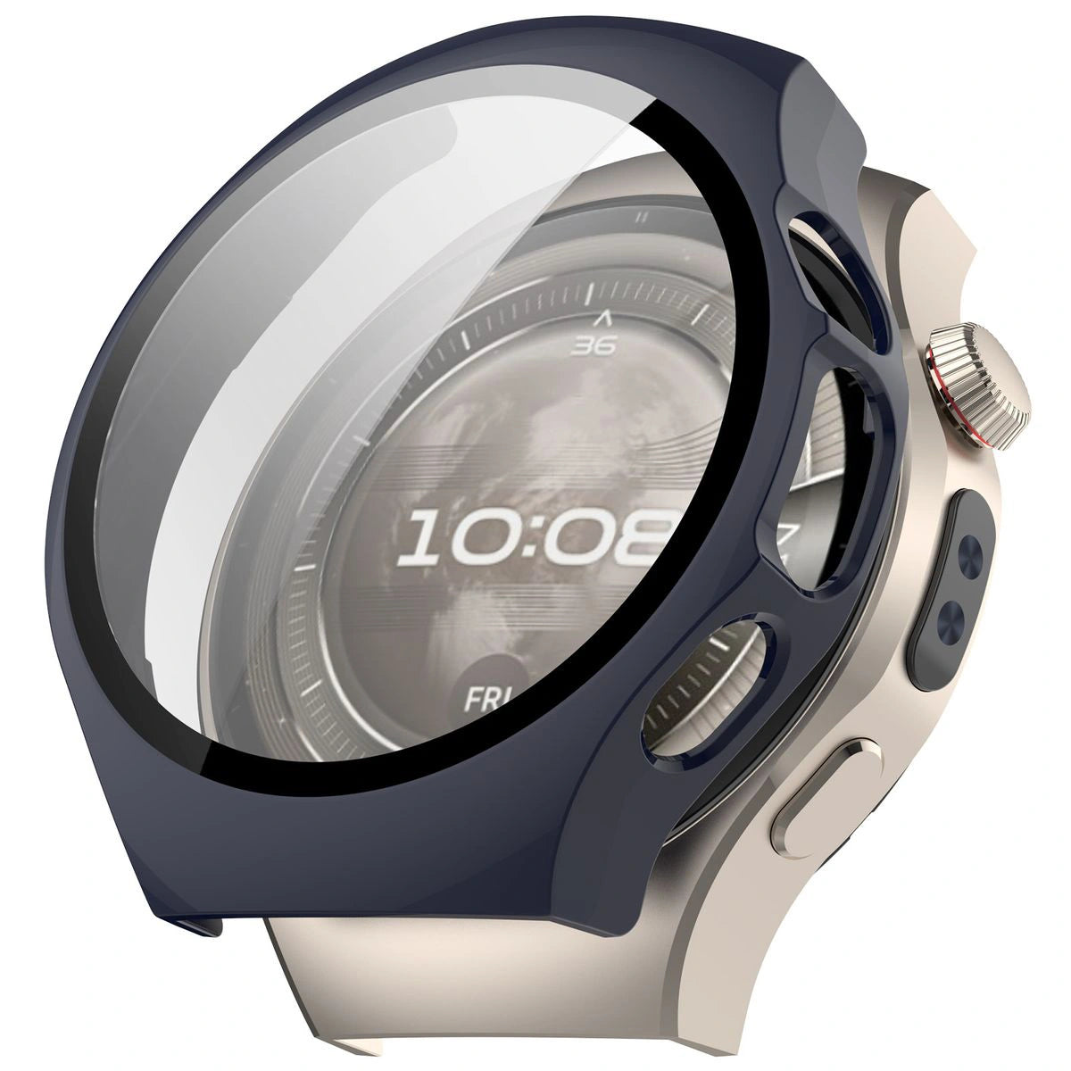 Schutzhülle mit Glas für Huawei Watch 5 42 mm, Bizon Case+Glass Watch, Blau