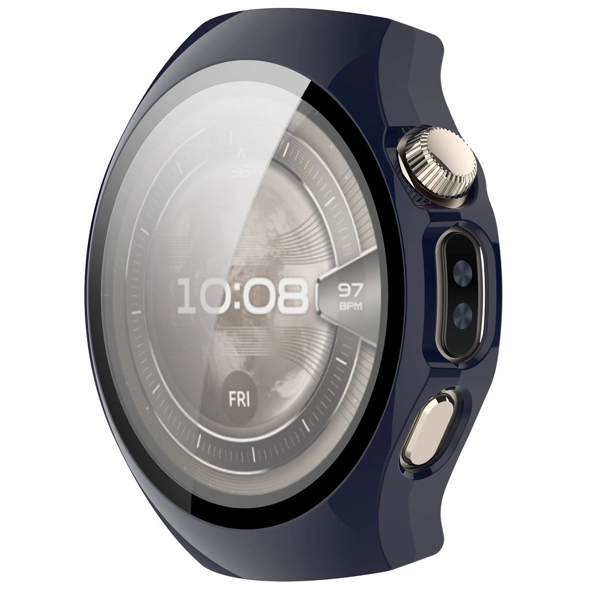 Schutzhülle mit Glas für Huawei Watch 5 42 mm, Bizon Case+Glass Watch, Blau