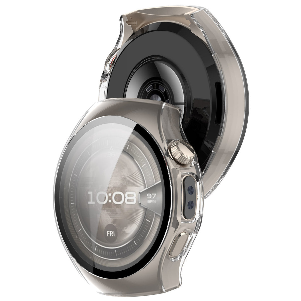 Schutzhülle mit Glas für Huawei Watch 5 42 mm, Bizon Case+Glass Watch, Transparent