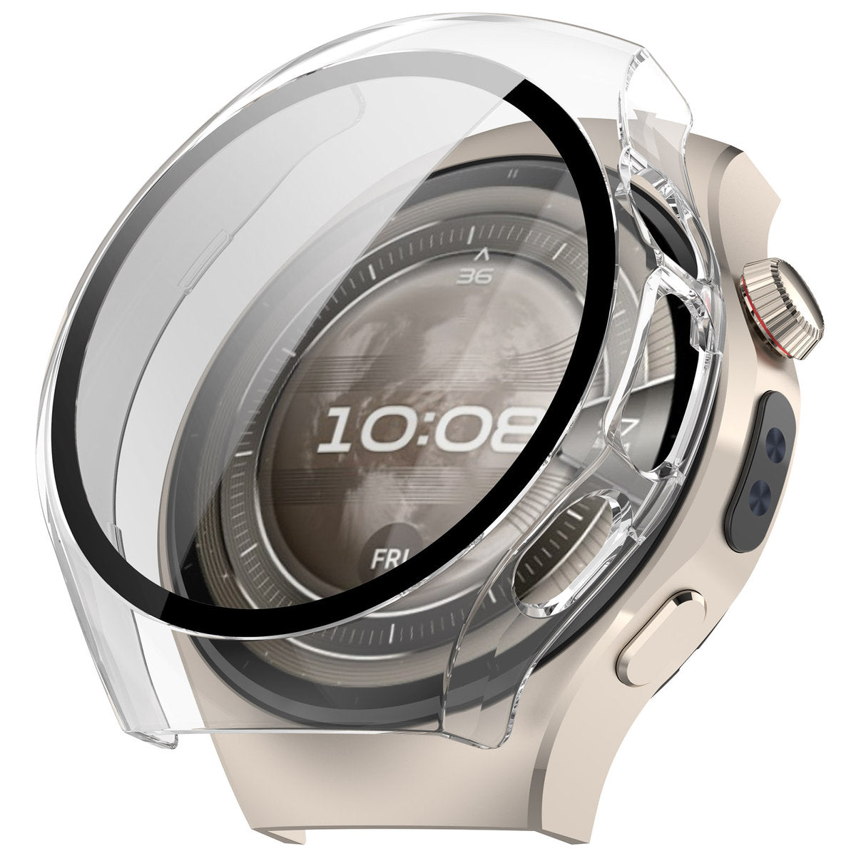 Schutzhülle mit Glas für Huawei Watch 5 42 mm, Bizon Case+Glass Watch, Transparent
