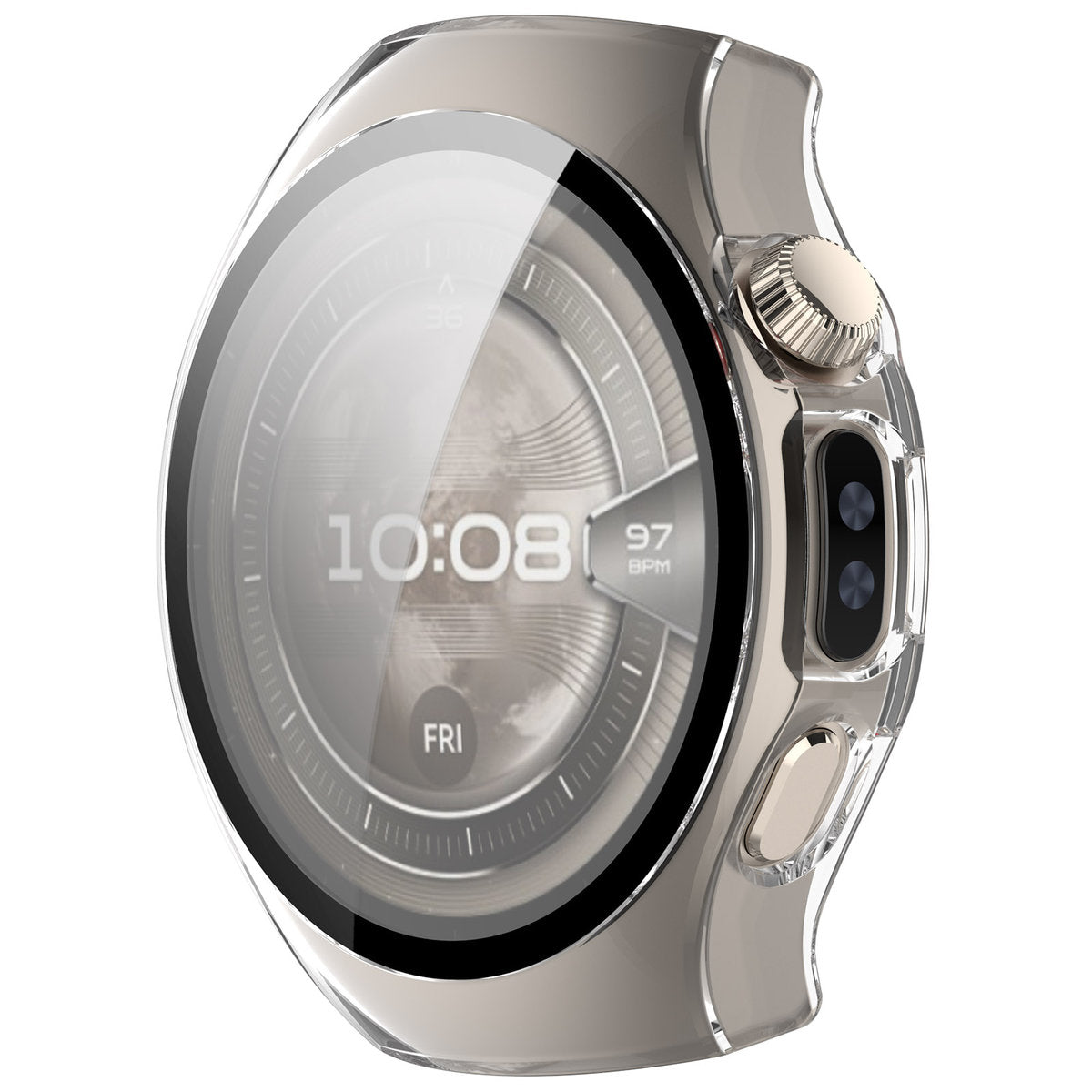 Schutzhülle mit Glas für Huawei Watch 5 42 mm, Bizon Case+Glass Watch, Transparent