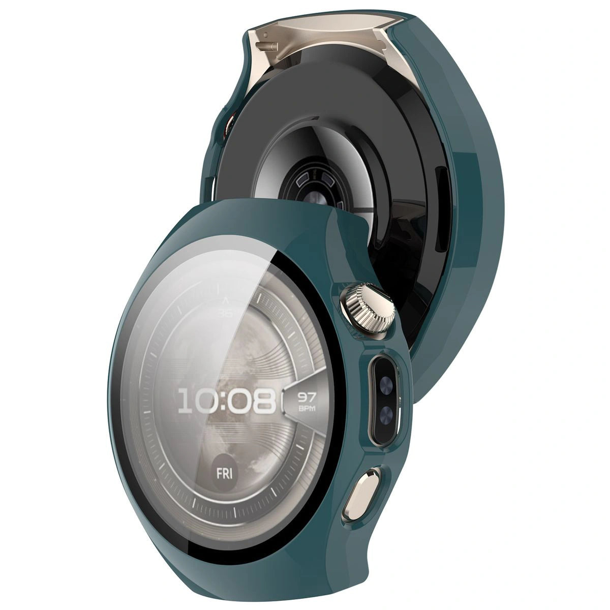 Schutzhülle mit Glas für Huawei Watch 5 42 mm, Bizon Case+Glass Watch, Grün