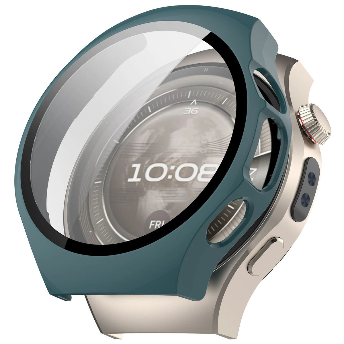 Schutzhülle mit Glas für Huawei Watch 5 42 mm, Bizon Case+Glass Watch, Grün