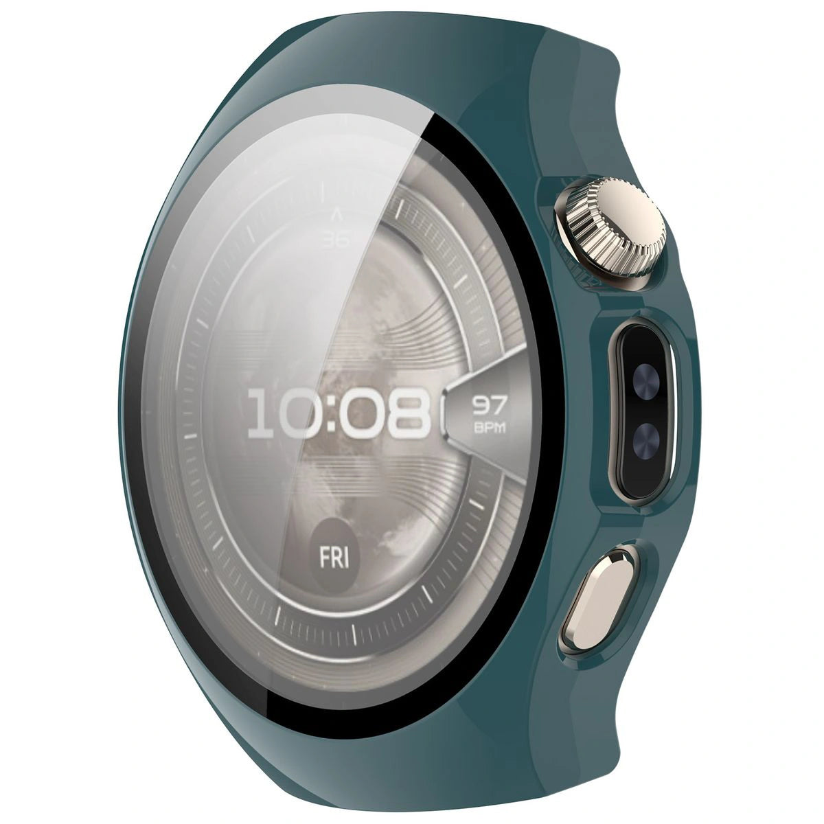 Schutzhülle mit Glas für Huawei Watch 5 42 mm, Bizon Case+Glass Watch, Grün