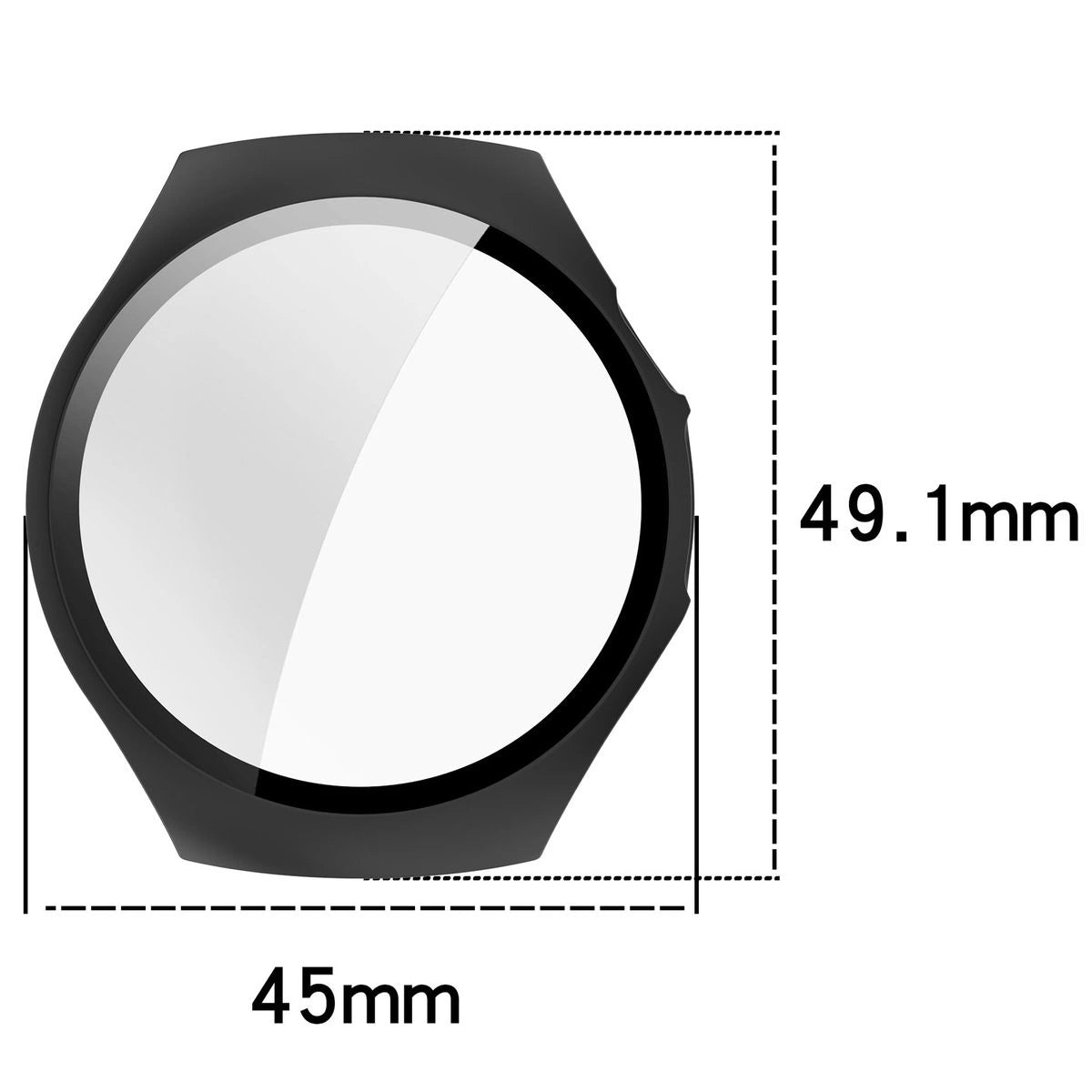 Schutzhülle mit Glas für Huawei Watch 5 42 mm, Bizon Case+Glass Watch, Mattes Schwarz