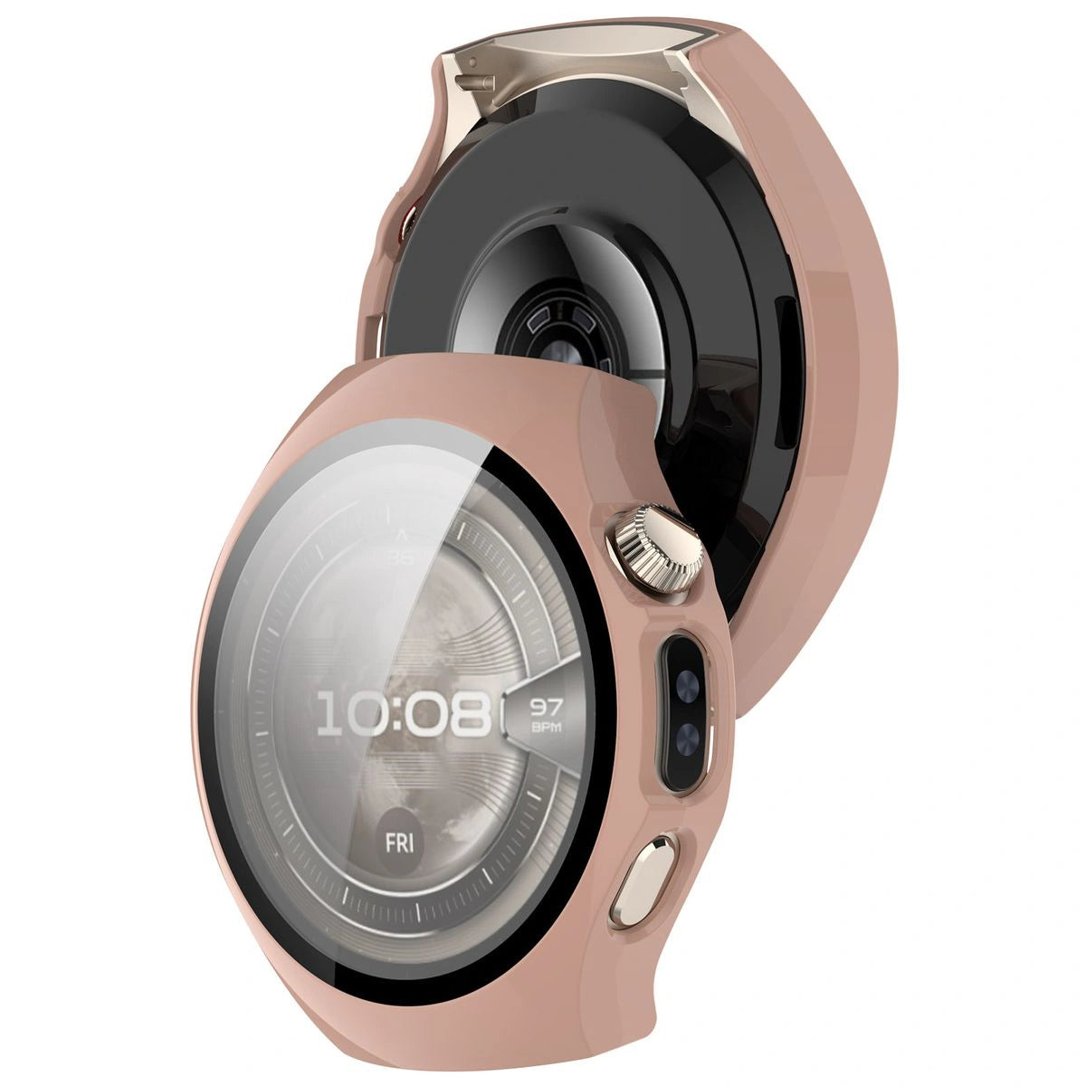 Schutzhülle mit Glas für Huawei Watch 5 42 mm, Bizon Case+Glass Watch, Rosa
