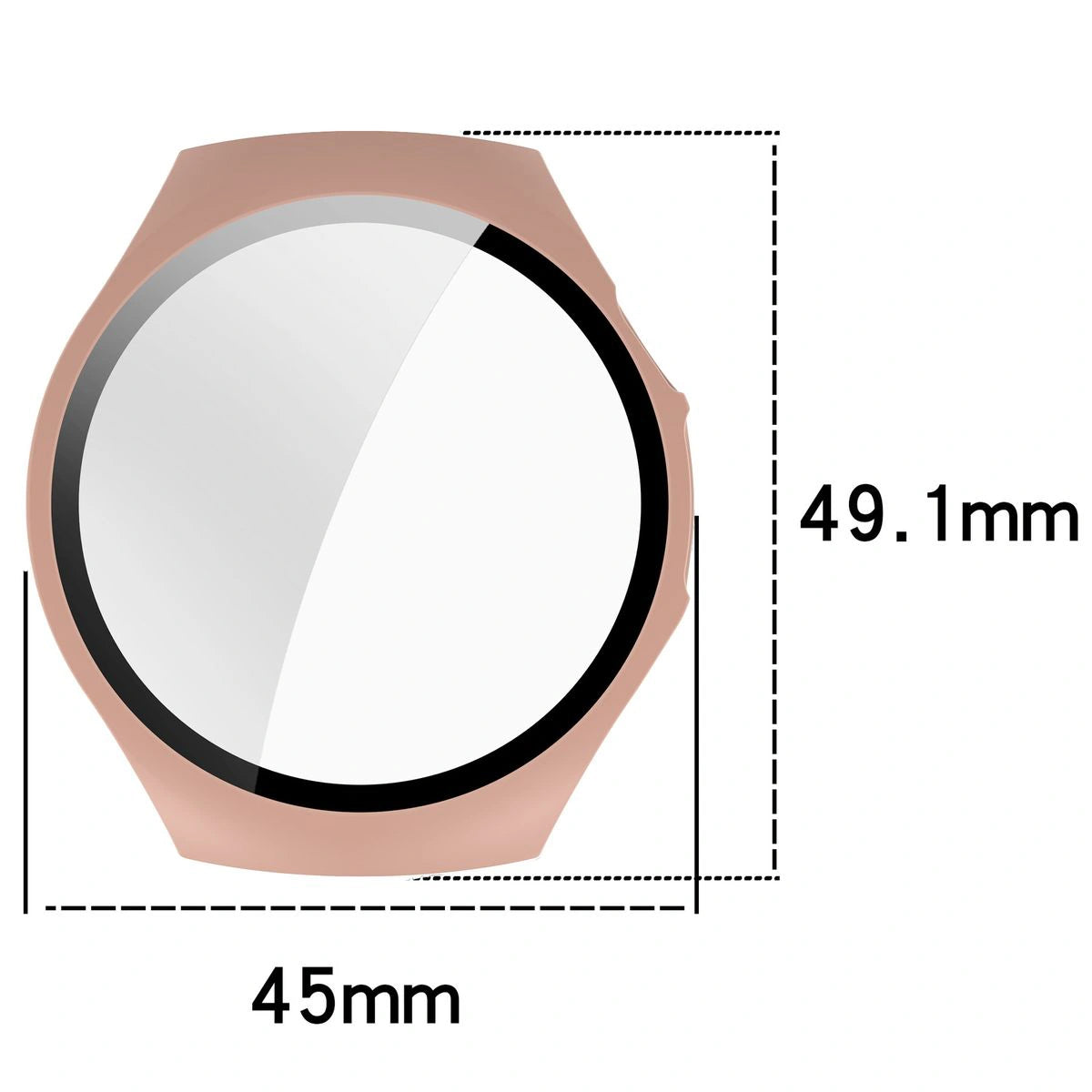Schutzhülle mit Glas für Huawei Watch 5 42 mm, Bizon Case+Glass Watch, Rosa