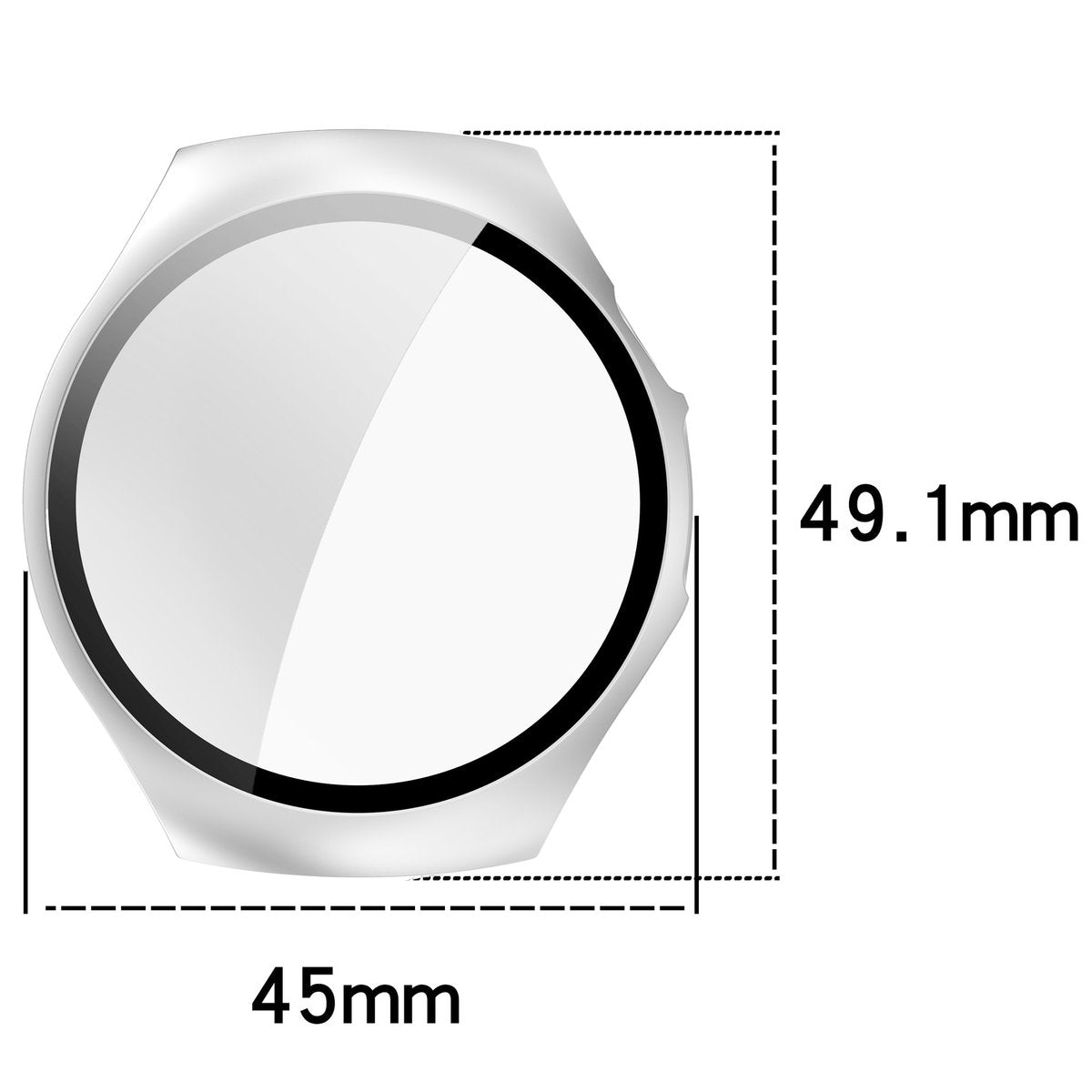 Schutzhülle mit Glas für Huawei Watch 5 42 mm, Bizon Case+Glass Watch, Satin Silber