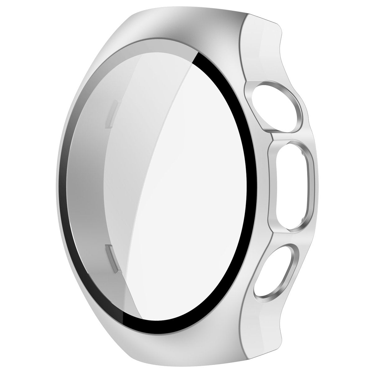 Schutzhülle mit Glas für Huawei Watch 5 42 mm, Bizon Case+Glass Watch, Satin Silber