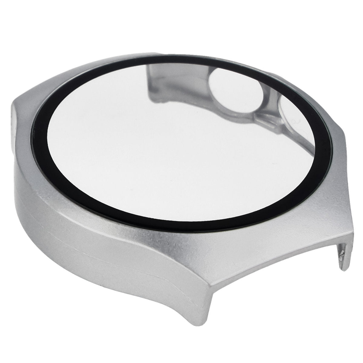 Schutzhülle mit Glas für Huawei Watch 5 42 mm, Bizon Case+Glass Watch, Satin Silber