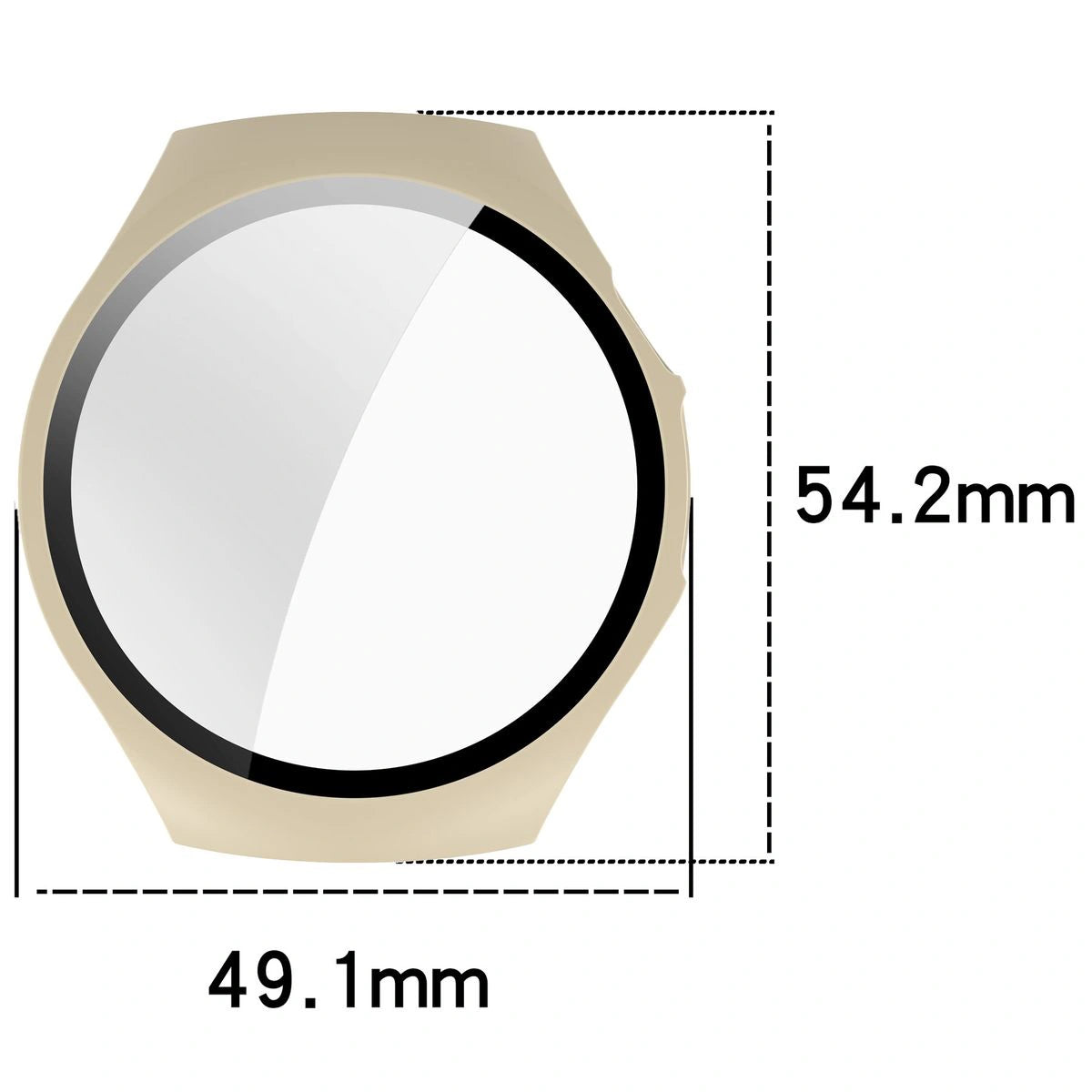 Schutzhülle mit Glas für Huawei Watch 5 46 mm, Bizon Case+Glass Watch, Beige