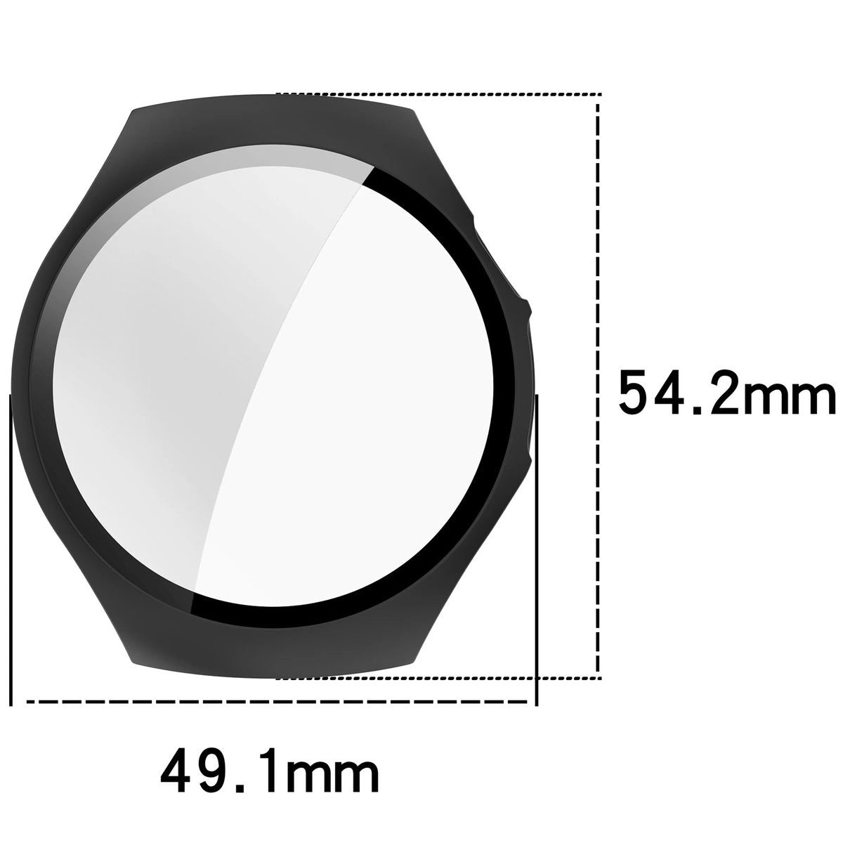 Schutzhülle mit Glas für Huawei Watch 5 46 mm, Bizon Case+Glass Watch, Mattes Schwarz