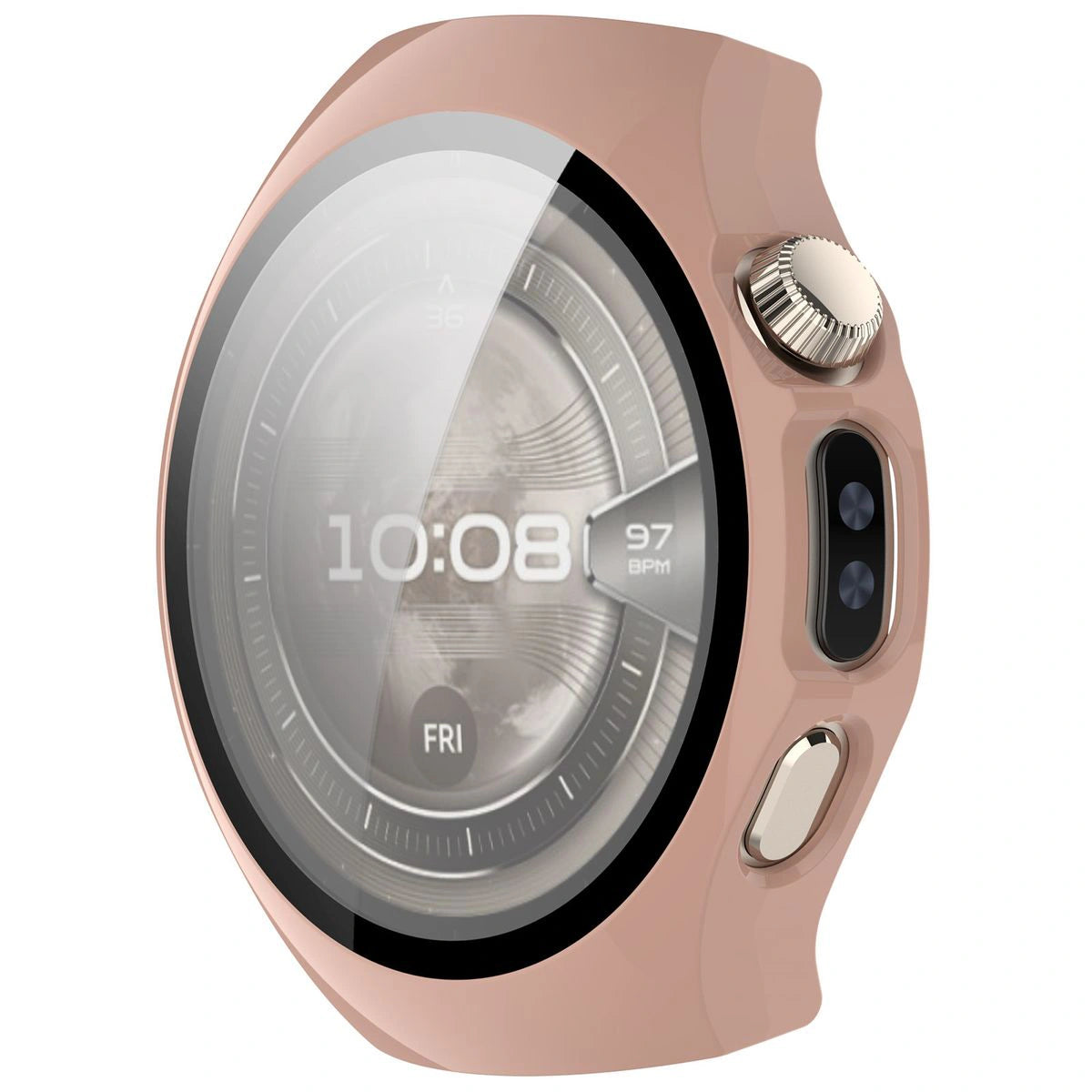 Schutzhülle mit Glas für Huawei Watch 5 46 mm, Bizon Case+Glass Watch, Rosa