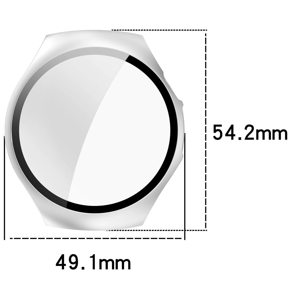 Schutzhülle mit Glas für Huawei Watch 5 46 mm, Bizon Case+Glass Watch, Satin Silber