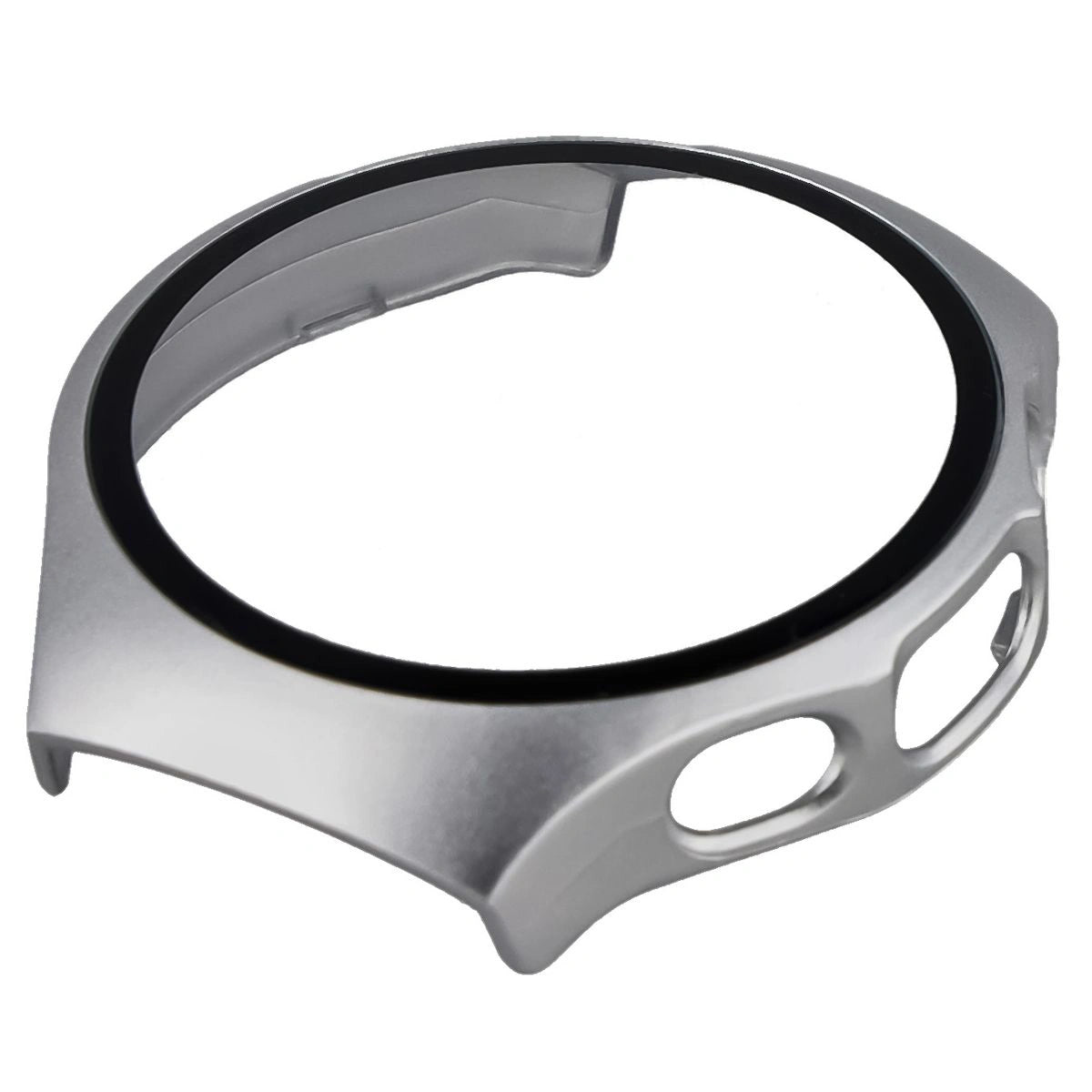 Schutzhülle mit Glas für Huawei Watch 5 46 mm, Bizon Case+Glass Watch, Satin Silber
