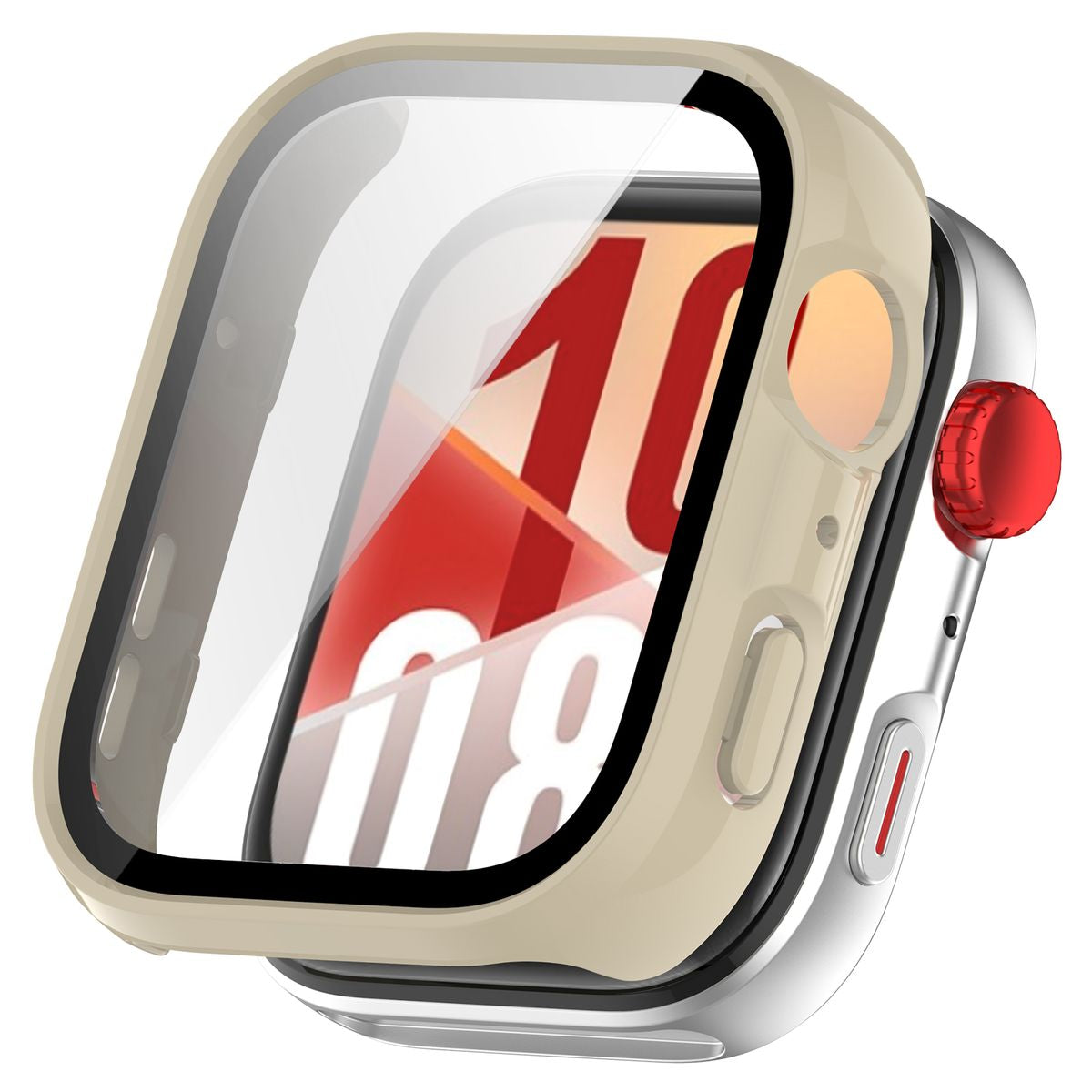 Schutzhülle mit Glas für Huawei Watch Fit 4, Bizon Case Watch Adamo, Beige