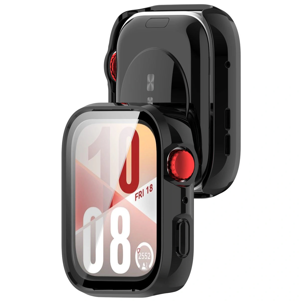 Schutzhülle mit Glas für Huawei Watch Fit 4, Bizon Case+Glass Watch, Schwarz