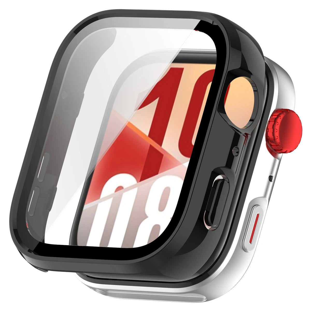 Schutzhülle mit Glas für Huawei Watch Fit 4, Bizon Case+Glass Watch, Schwarz