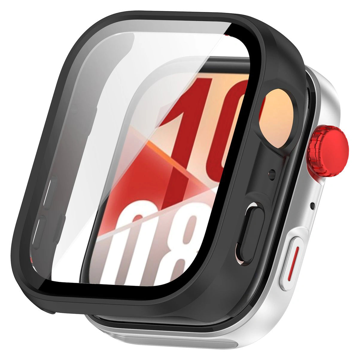 Schutzhülle mit Glas für Huawei Watch Fit 4, Bizon Case+Glass Watch, mattes Schwarz