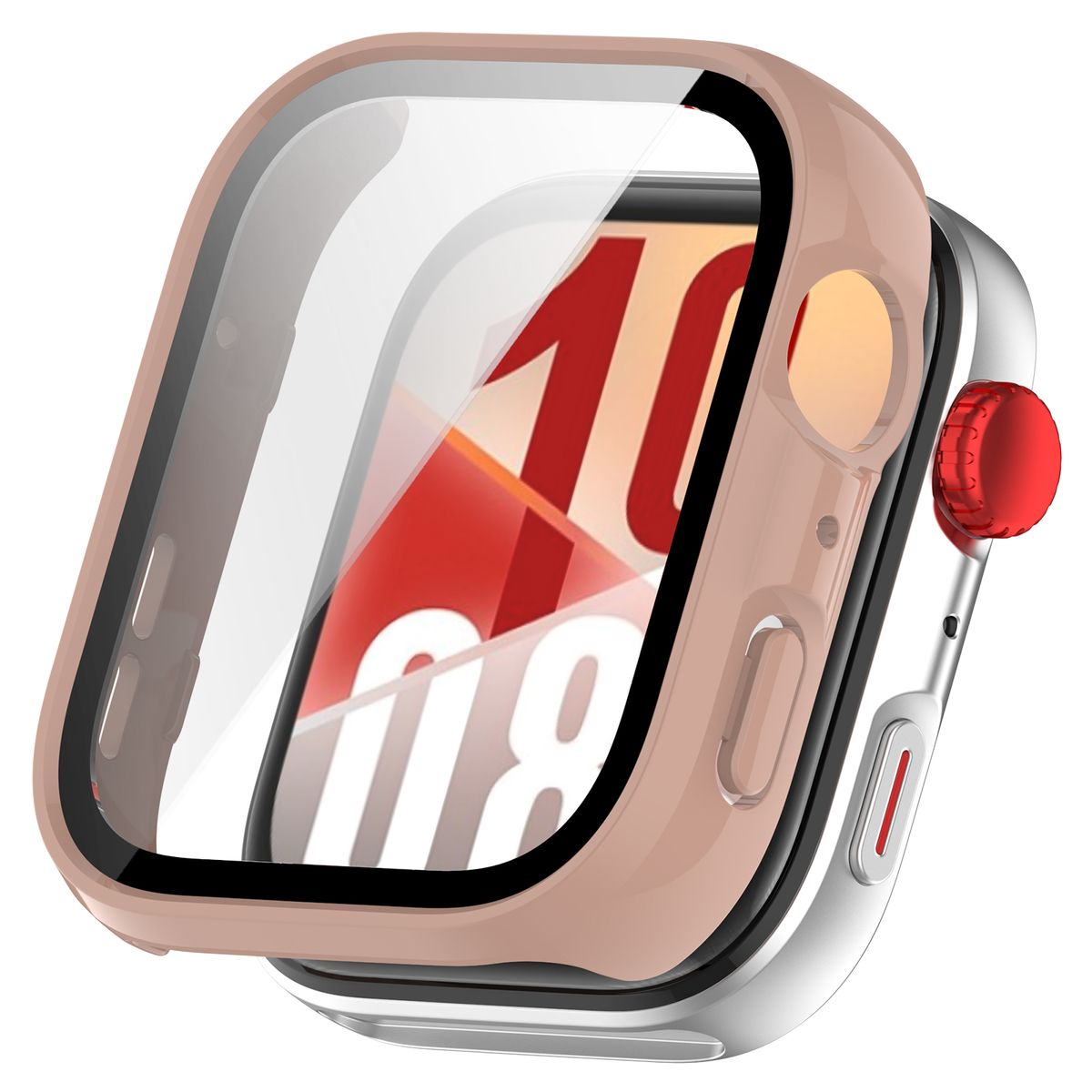 Schutzhülle mit Glas für Huawei Watch Fit 4, Bizon Case+Glass Watch, Rosa