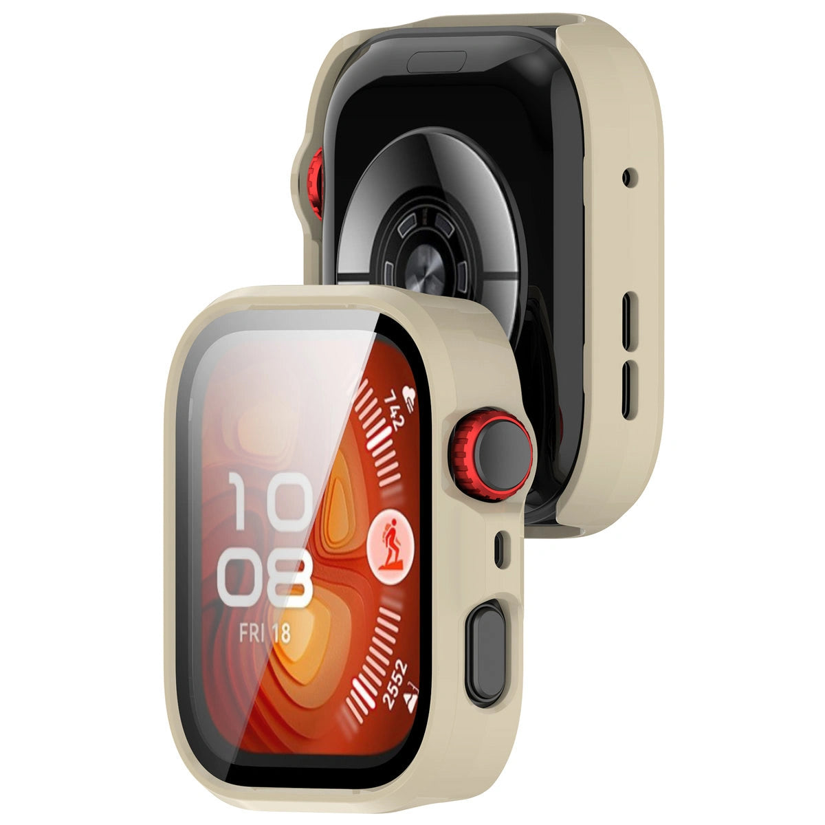Schutzhülle mit Glas für Huawei Watch Fit 4 Pro, Bizon Case+Glass Watch, Beige
