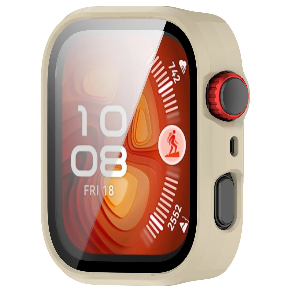 Schutzhülle mit Glas für Huawei Watch Fit 4 Pro, Bizon Case+Glass Watch, Beige