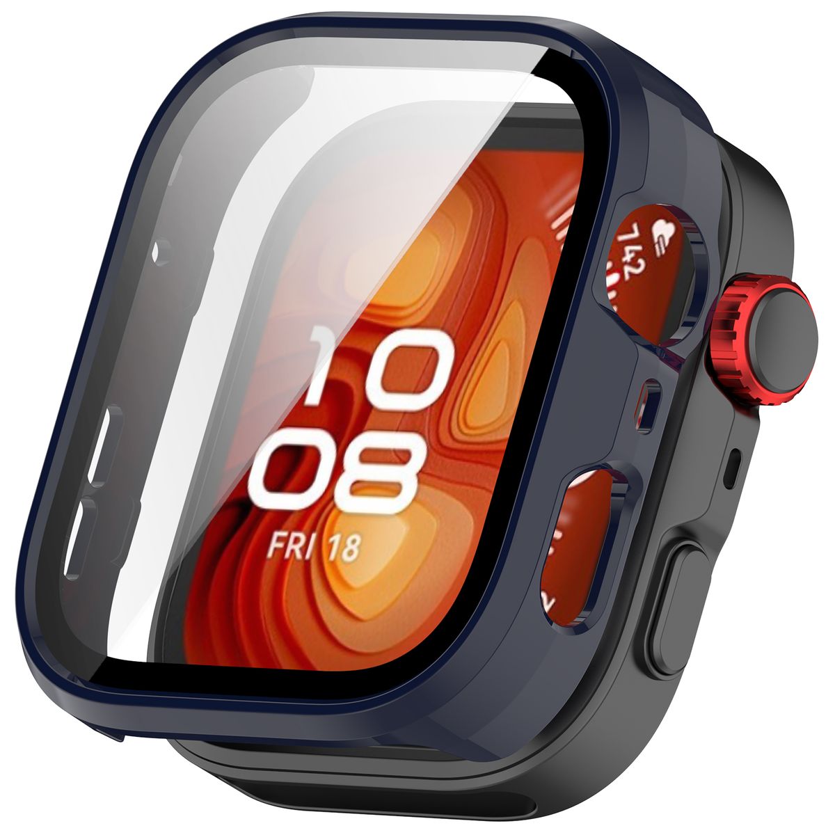 Schutzhülle mit Glas für Huawei Watch Fit 4 Pro, Bizon Case+Glass Watch, Blau